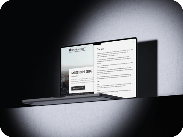 Linneahuset website on laptop
